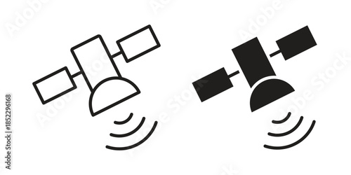 Satellite icons for apps and print media. Editable stroke and flat icons