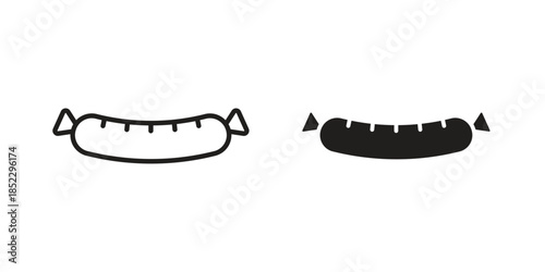Sausage icons for apps and print media. Editable stroke and flat icons