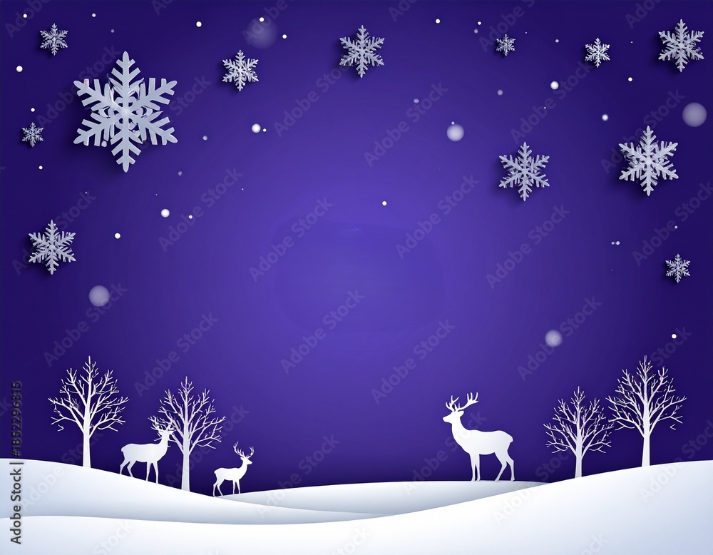 Naklejka premium 雪が降る森 冬の壁紙 イラスト