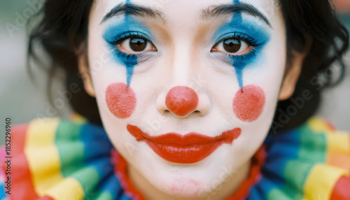 woman, asia, clown, make-up, harlequin, carnival, kölle, alaaf, beauty, face, model, close-up, glamour, closeup, colorful, sensuality, elegance, lipstick, hair, fashion, lips, skin, makeup, photo, ad