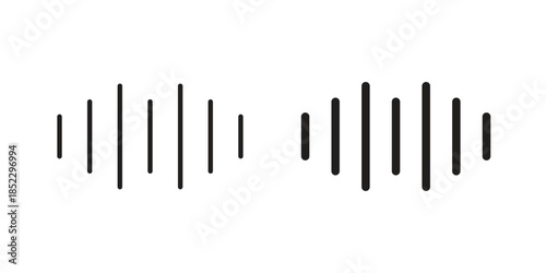 Sound wave icons for apps and print media. Editable stroke and flat icons