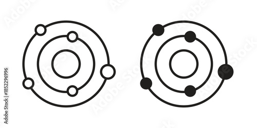 Space icons for apps and print media. Editable stroke and flat icons