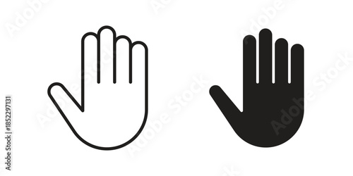 Stop icons for apps and print media. Editable stroke and flat icons