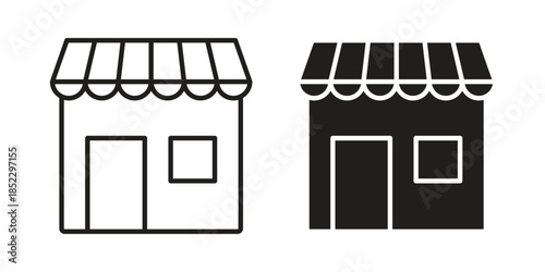 Store icons for apps and print media. Editable stroke and flat icons
