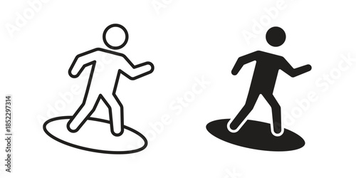 Surfer icons for apps and print media. Editable stroke and flat icons