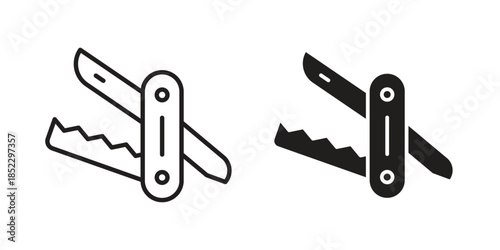 Swiss Knife icons for apps and print media. Editable stroke and flat icons