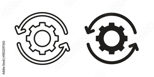 System update icons for apps and print media. Editable stroke and flat icons