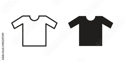 T shirt icons for apps and print media. Editable stroke and flat icons