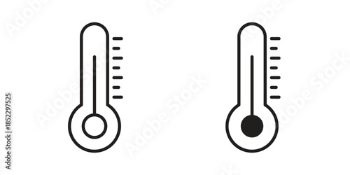 Temperature icons for apps and print media. Editable stroke and flat icons