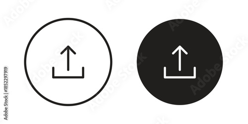 Upload icons for apps and print media. Editable stroke and flat icons