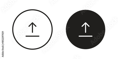 Upload icons for apps and print media. Editable stroke and flat icons