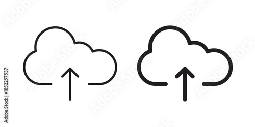 Upload to Cloud icons for apps and print media. Editable stroke and flat icons