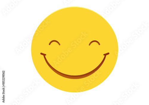 笑顔のアイコン、透明な背景にシンプルな黄色い顔、幸せな感情を表現したイラスト