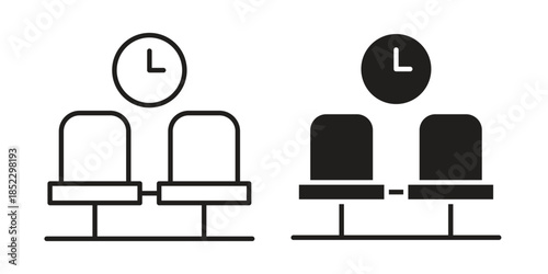 Waiting Room icons for apps and print media. Editable stroke and flat icons