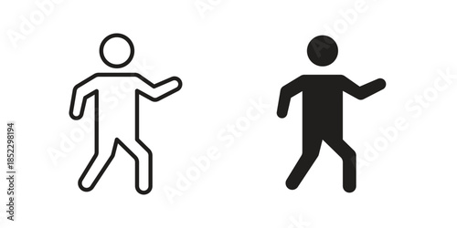 Walk icons for apps and print media. Editable stroke and flat icons