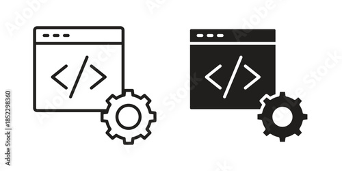 Web development icons for apps and print media. Editable stroke and flat icons