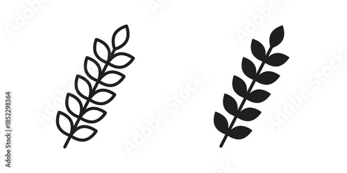 Wheat icons for apps and print media. Editable stroke and flat icons