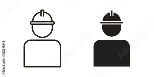 Worker icons for apps and print media. Editable stroke and flat icons