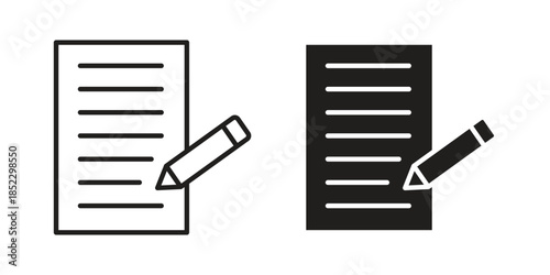 Writing icons for apps and print media. Editable stroke and flat icons