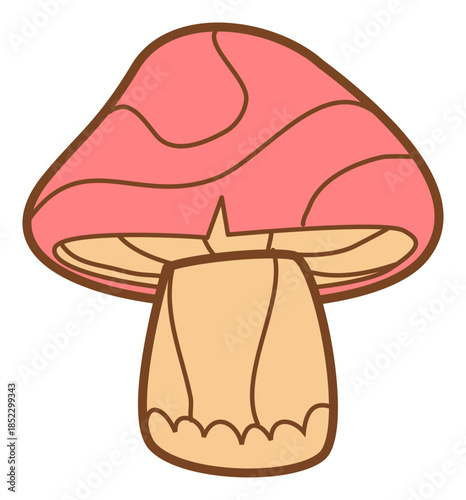 sticker illustration of mushroom can recolorable