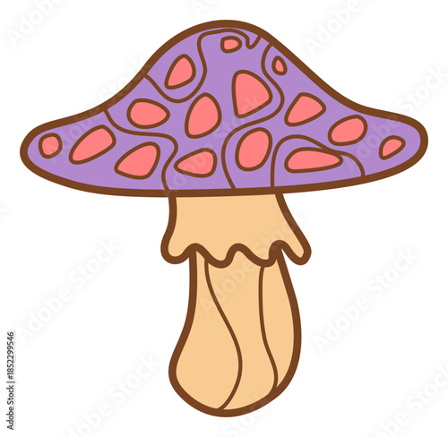 sticker illustration of mushroom can recolorable