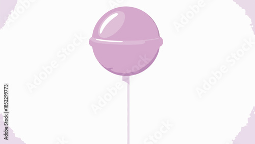 Close-up of a purple lollipop on a white background with soft lighting and a minimalist composition.