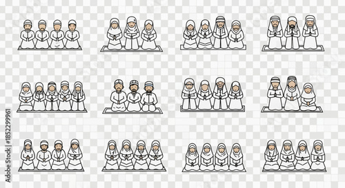 Multiple Cartoon People Sitting at Tables.