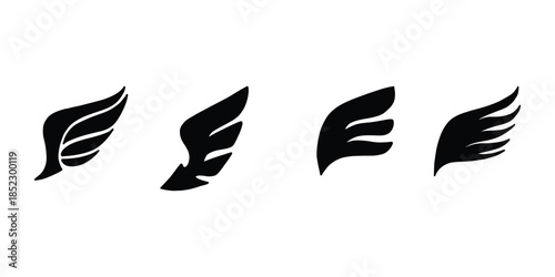 Set of black wings icons. Wings badges. Collection wings badges