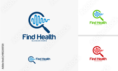 Health Search Magnifying Glass Logo Design.