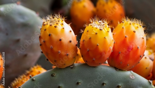 Close Up Of Orange And Yellow Cactus Fruits