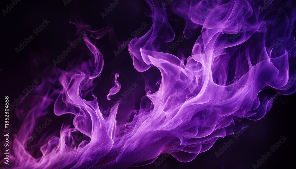 Fototapeta premium Vibrant Purple Flame Burns Intensely Against A Deep Black Background
