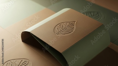 Elegant Bronze Packaging with Embossed Leaf Logo