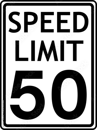 Speed Limit 50 mph Traffic Sign