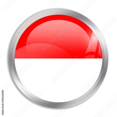 Free Download Indonesia flag - glossy circle button in metal frame displays a colorful flag of a country cultural identity and heritage. The essence of national pride and unity. - GFXLoad