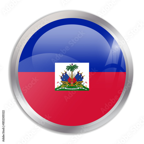 Haiti flag - glossy circle button in metal frame displays a colorful flag of a country cultural identity and heritage. The essence of national pride and unity. Free Download Haiti flag - glossy circle button in metal frame displays a colorful flag of a country cultural identity and heritage. The essence of national pride and unity. - GFXLoad