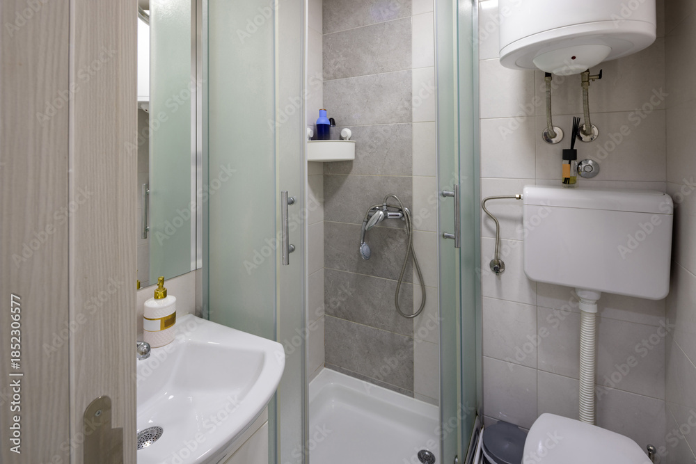 Fototapeta premium Bathroom interior with shower cabin