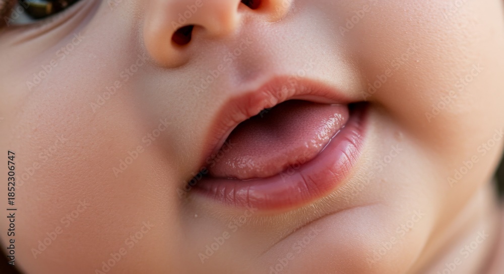 Naklejka premium Close up of baby face with soft skin and innocent look
