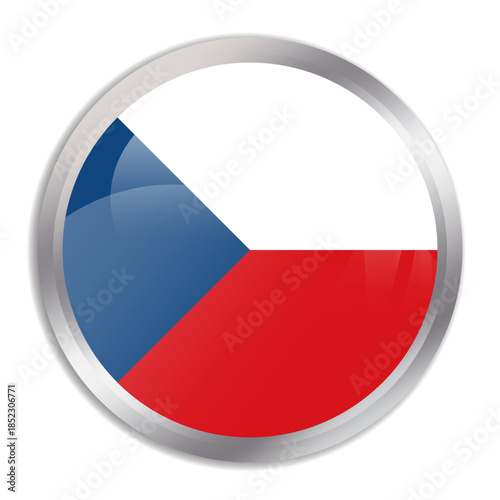 Czech Republic flag - glossy circle button in metal frame displays a colorful flag of a country cultural identity and heritage. The essence of national pride and unity. Free Download Czech Republic flag - glossy circle button in metal frame displays a colorful flag of a country cultural identity and heritage. The essence of national pride and unity. - GFXLoad