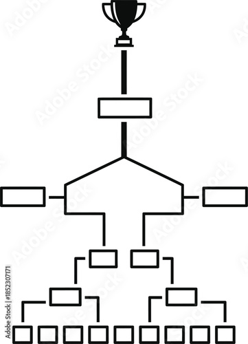 Blank 16team singleelimination tournament bracket with a winners trophy icon.