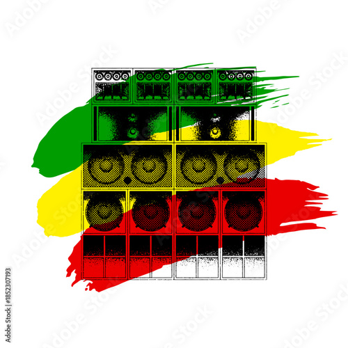 Reggae Sound System Speakers with Rasta Colors