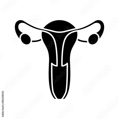Human uterus female reproductive system solid glyph icon
