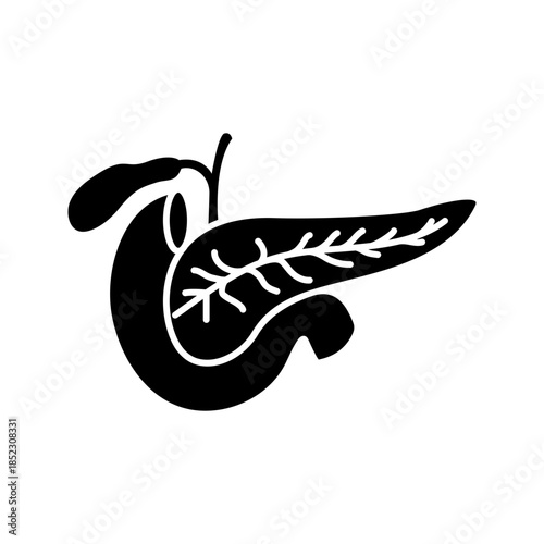 Human pancreas internal organ solid glyph icon vector
