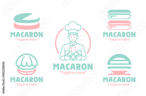 5 Macaron Shop Logo Set Professional Dessert Branding