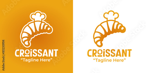 Croissant Bakery Logo Cozy Cafe Brand Identity