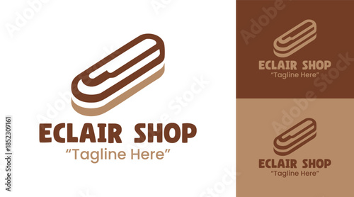 Eclair Shop Logo Modern French Pastry Identity