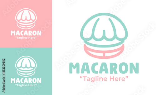 Macaron Shop Logo Cute Sweet Dessert Identity