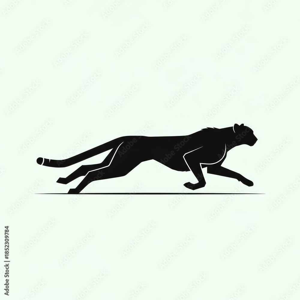 Obraz premium Silhouette of a cheetah running at high speed on a light background.