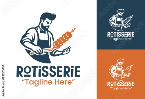 Rotisserie Logo Modern Roasted Food Brand Identity
