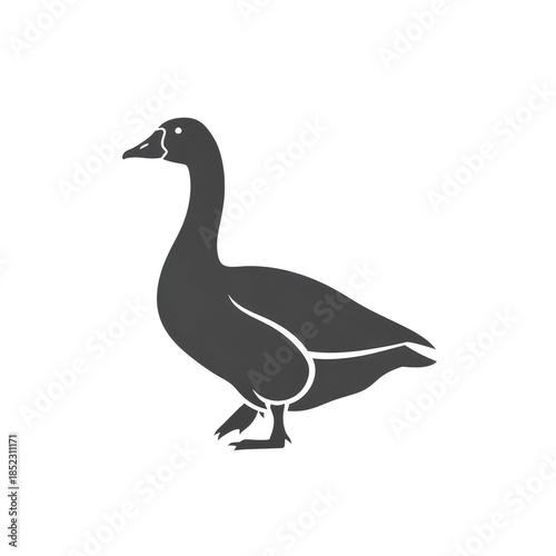 Simple goose silhouette icon standing on a plain white background.