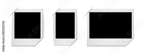 Photo Frame Vector Mockup Set – Blank Retro Polaroid Style Picture Frames, Realistic Paper Border Isolated on White Background